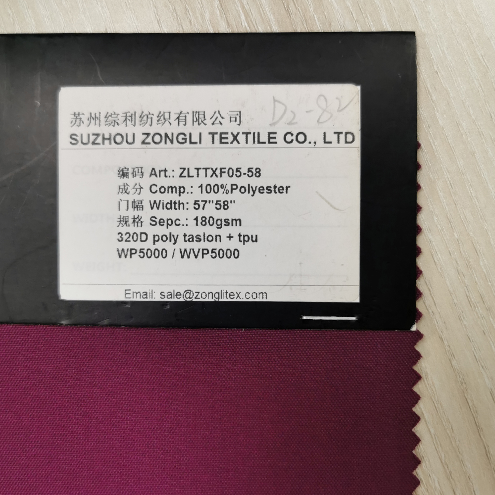 Polyester taslon lacteum pu coating